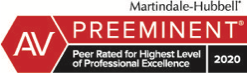 Martindale AV Preeminent Peer Rated for Highest Level of Professional Excellence 2020